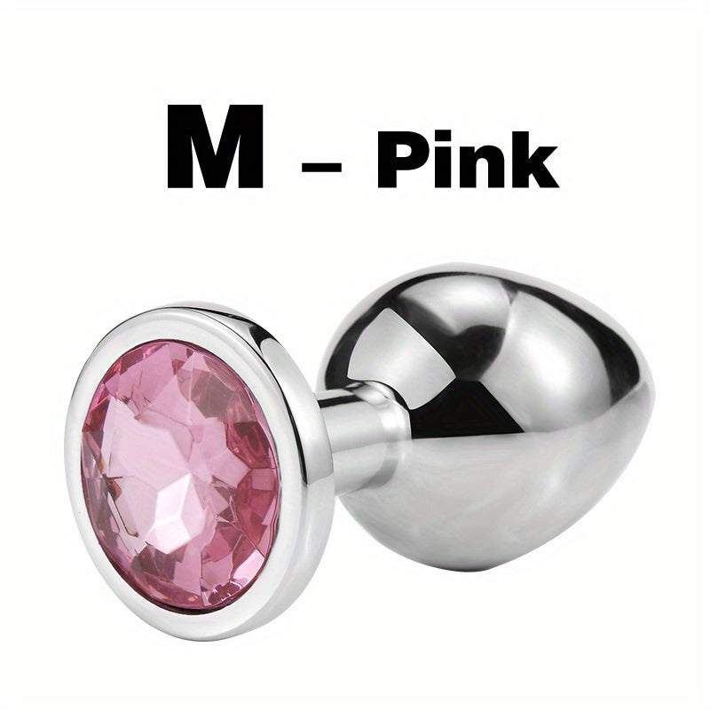 Adult Metal Anal Plug Butt Plug with Gem Base, Couples Sex Toy