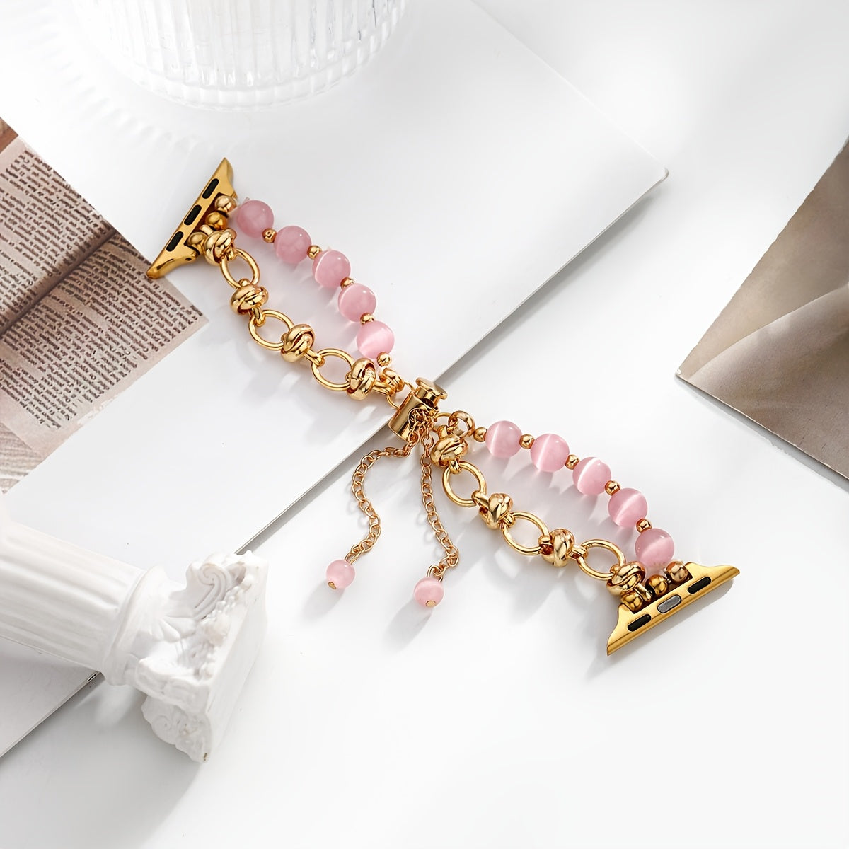 Ladies' Cat's Eye Stone Beaded Watch Strap Fits Apple Watch 38-49mm