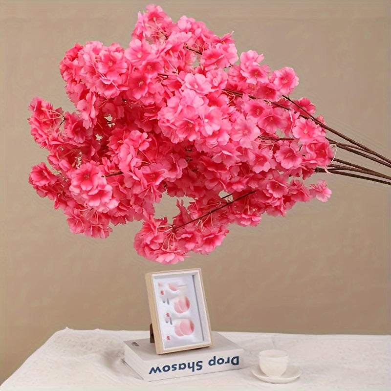 Ramas artificiales de cerezo en flor rosa para decoración de arcos de boda, plástico, sin energía