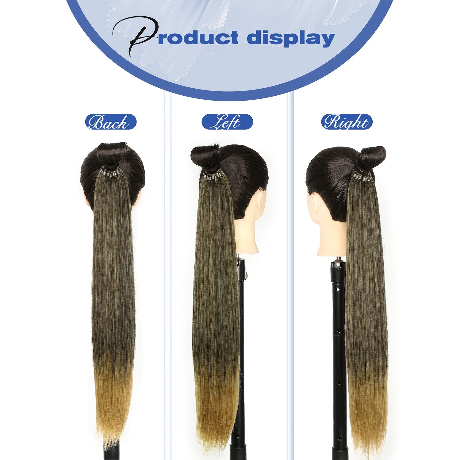 Women’s 66.04cm Straight Ponytail Extension Synthetic Hair Heat-Resistant Elastic Band