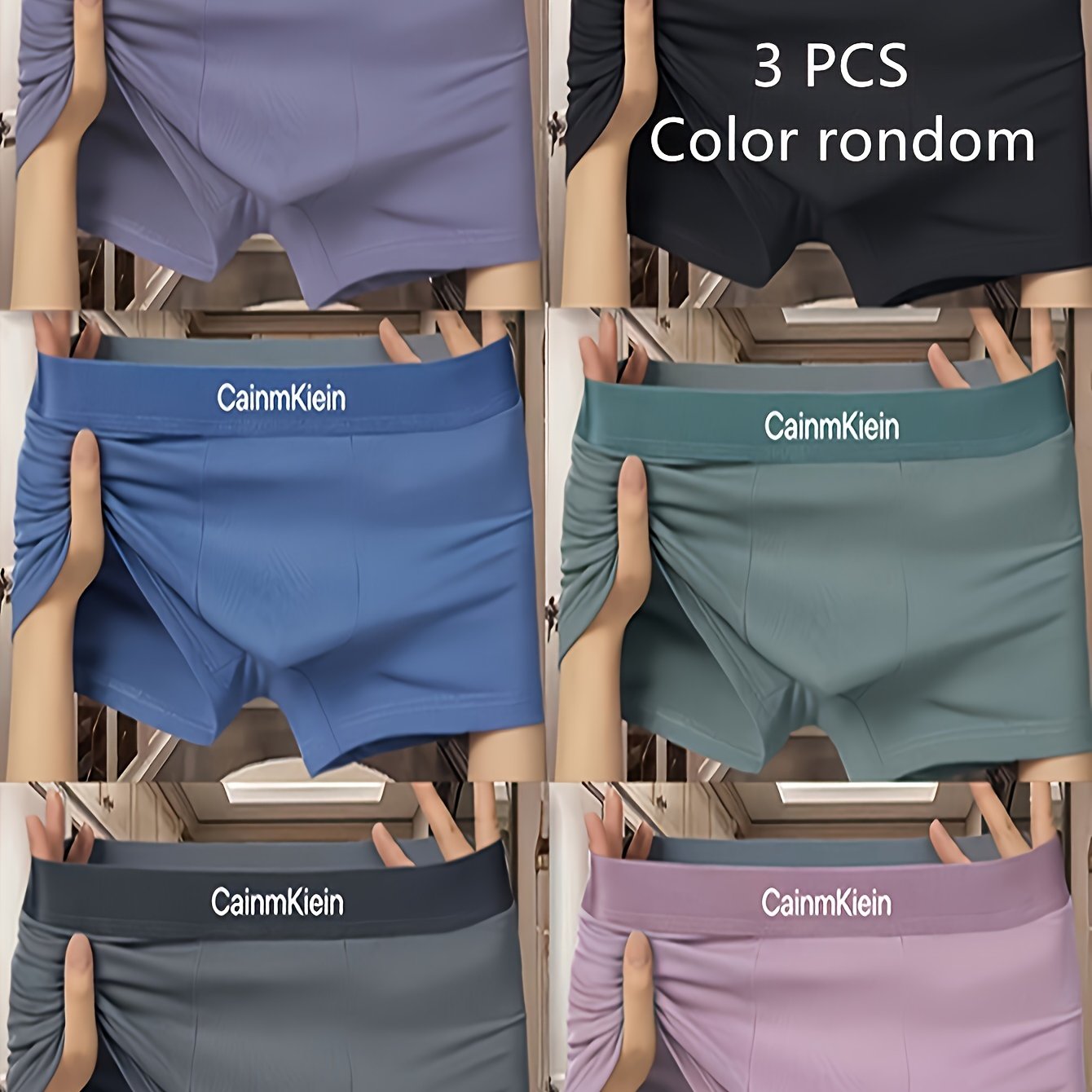 Men's Low-Waisted Boxer Briefs Breathable Polyester Spandex Underwear Pack of 3