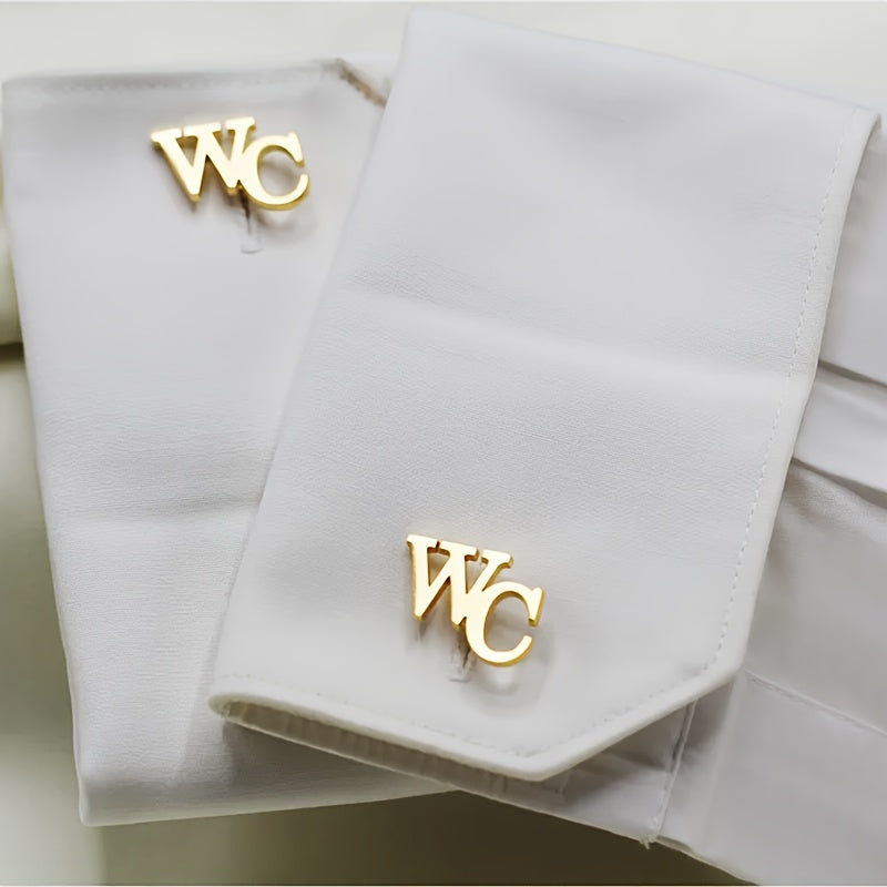 Men's Personalized Stainless Steel Cufflinks with Monogram for Weddings and Gifts