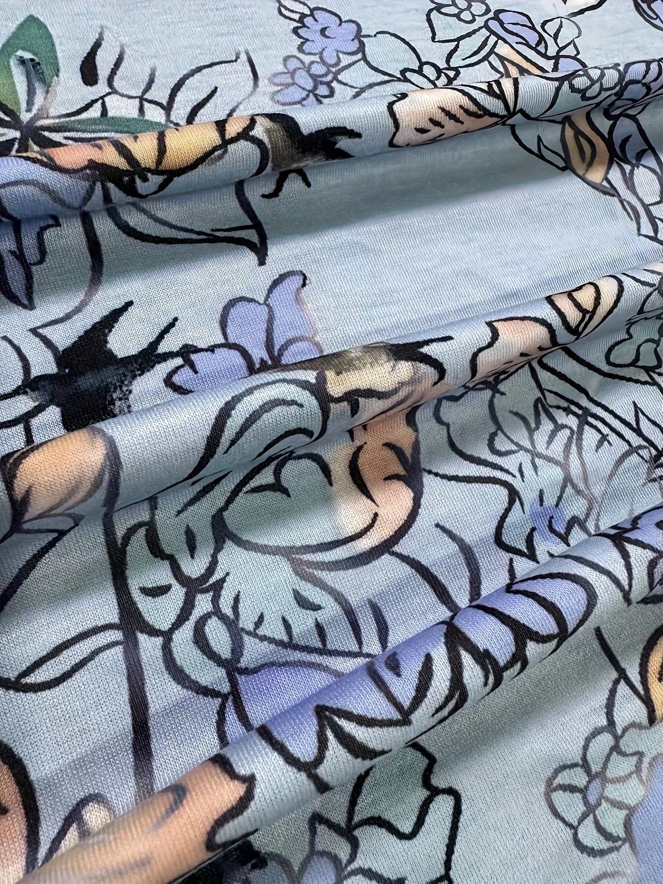 Women's Plus Size Short Sleeve T-Shirt Floral 3D Lace Contrast Collar