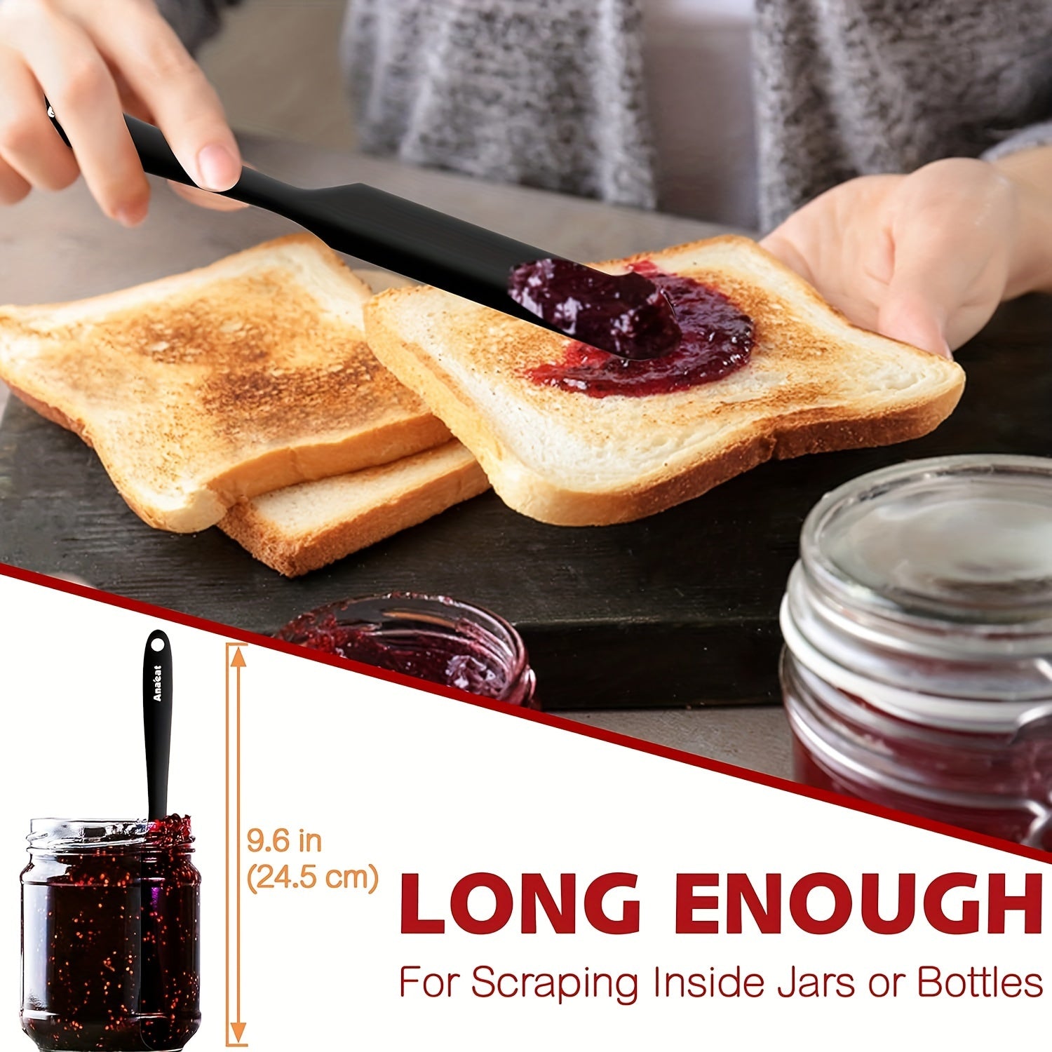 Set of 4 Silicone Spatulas Heat Resistant Up to 600°F Nonstick Safe BPA-Free