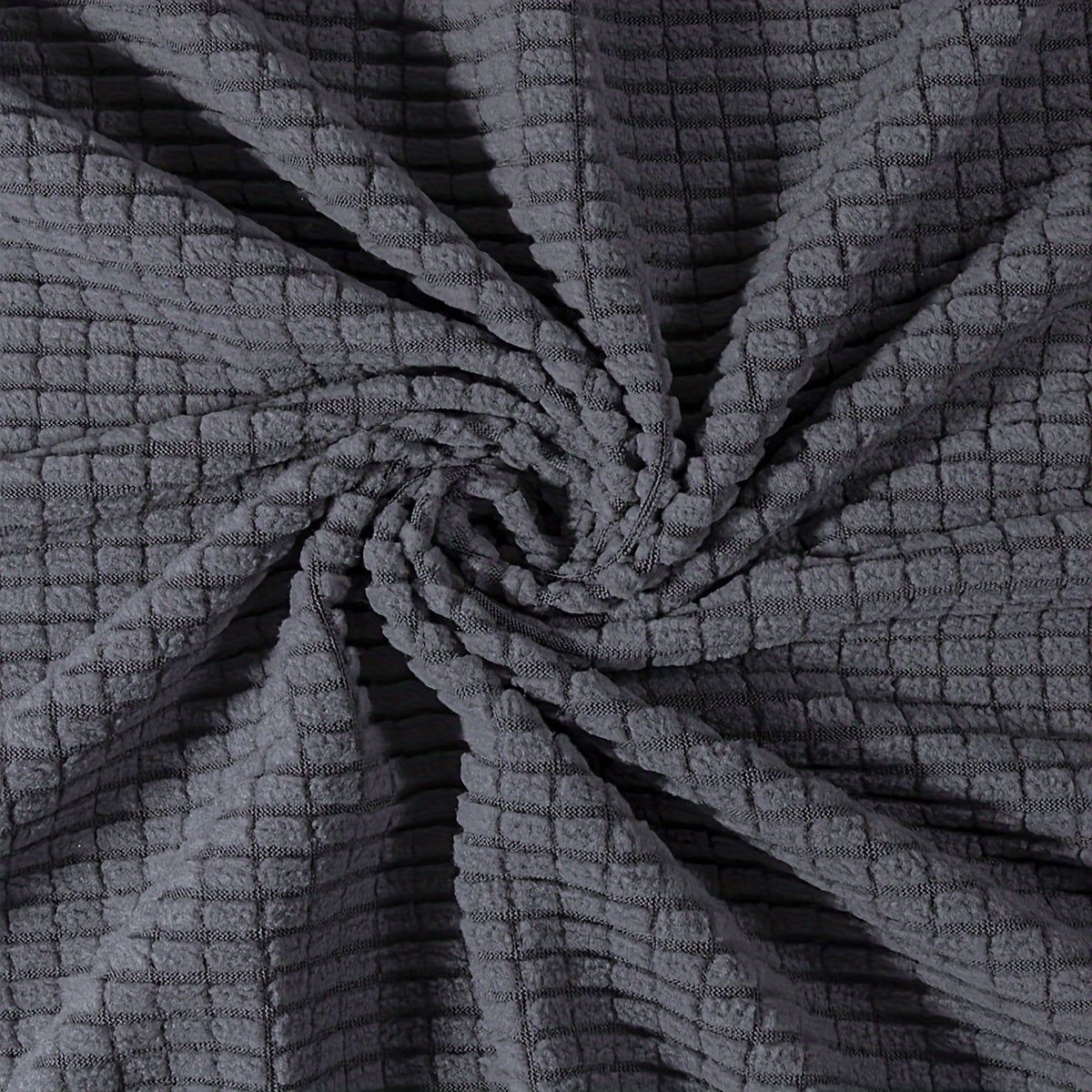 Adjustable Round Stool Slipcover with Diamond Pattern Plush Stretch Seat Protector