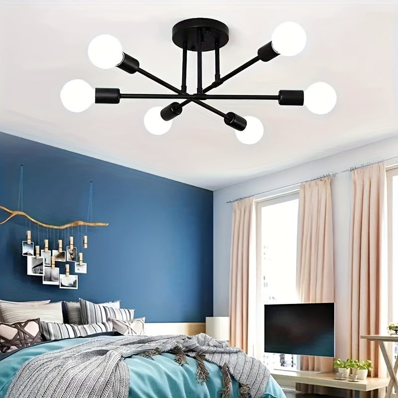 6/8-Head Metal Chandelier Industrial Style Ceiling Light Fixture for Bedroom Kitchen Living Room