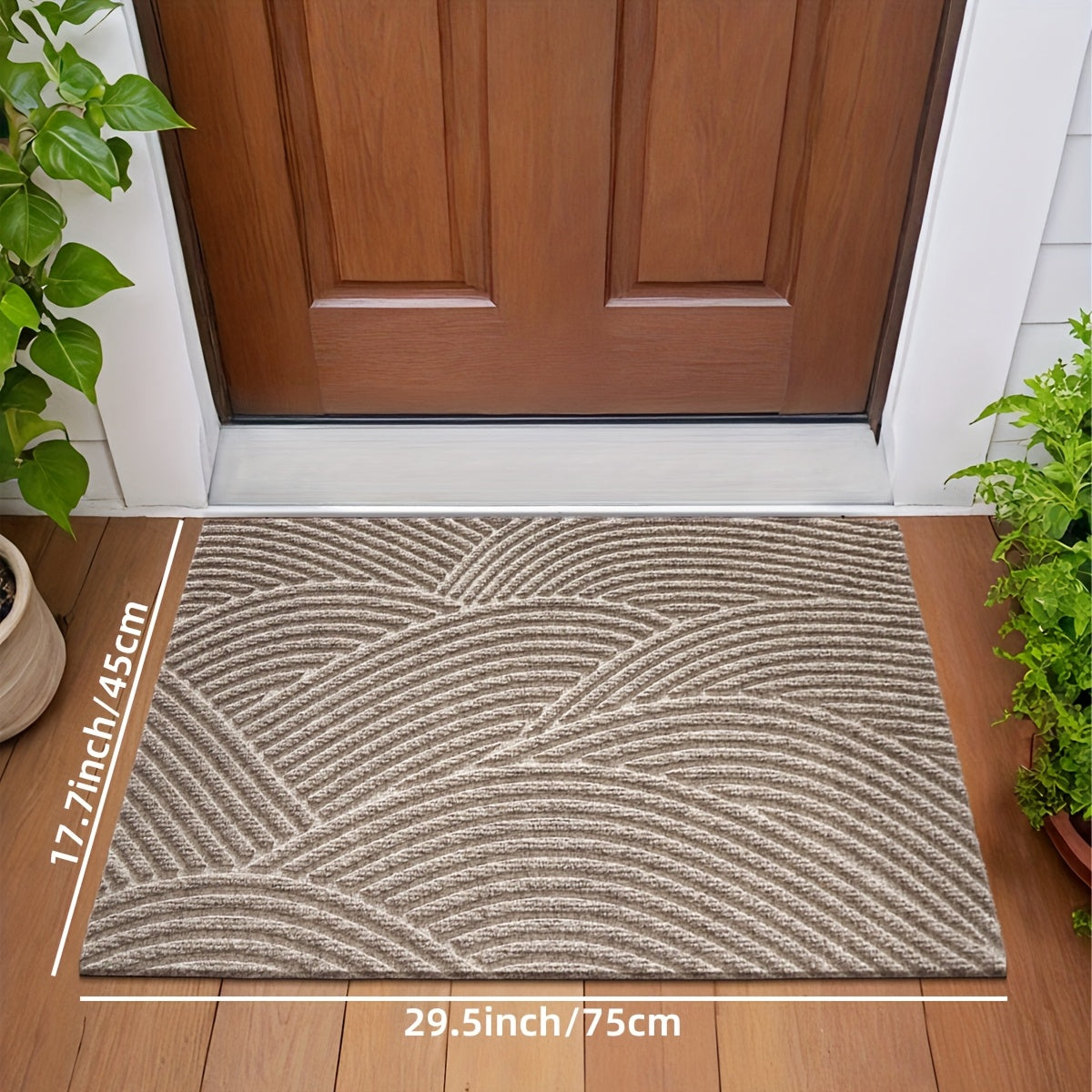 Geometric Striped Non-Slip Absorbent Washable Door Mat for Indoor and Patio