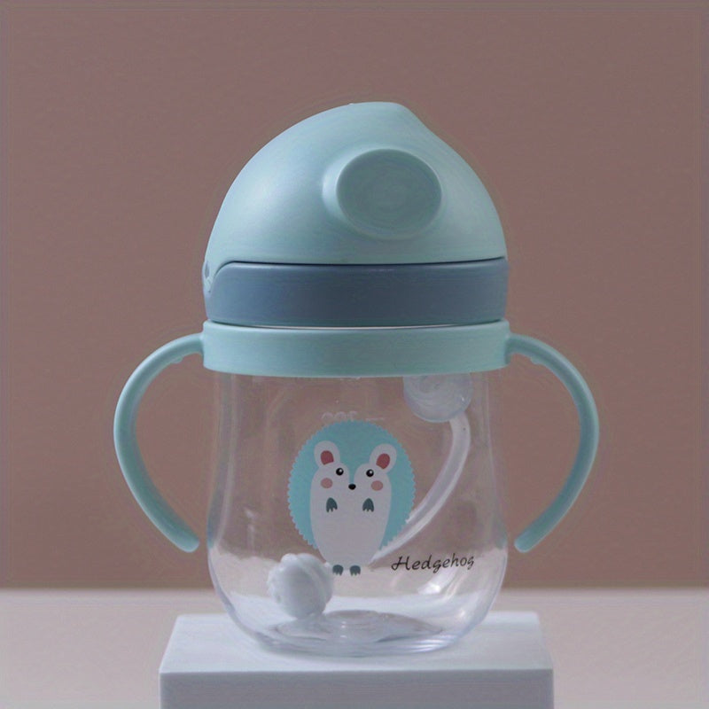 Cute Water Drop Shaped 280ml Drinking Water Bottle with Straw and Drop Resistance
