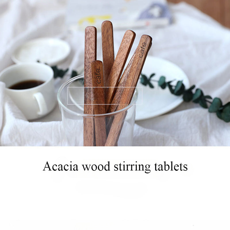 Palillo de madera de acacia reutilizable, ecológico, para café, té, leche, helado