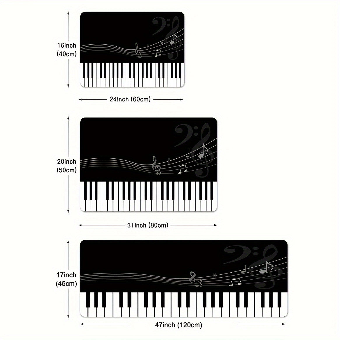 Piano Key Kitchen Floor Mat Non-Slip Waterproof Oil-Proof Soft Flannel