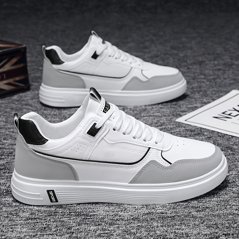 Men's White Casual Sports Sneakers Breathable PU Upper Fabric Lining PVC Sole All-Season