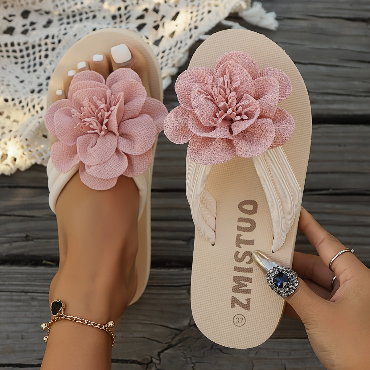 Women's Floral Flip-Flops Summer Beach Slides Casual Open Toe Sandals