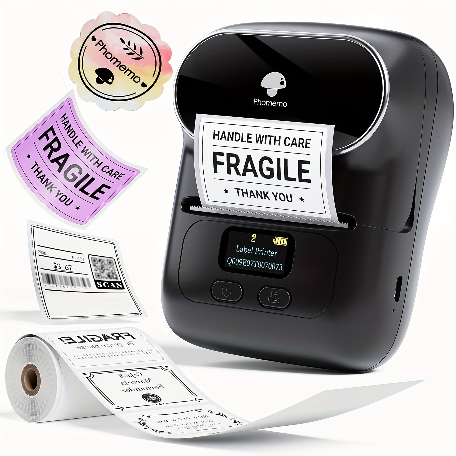 Thermal Label Printer Portable Wireless for Product Address Small Business DIY