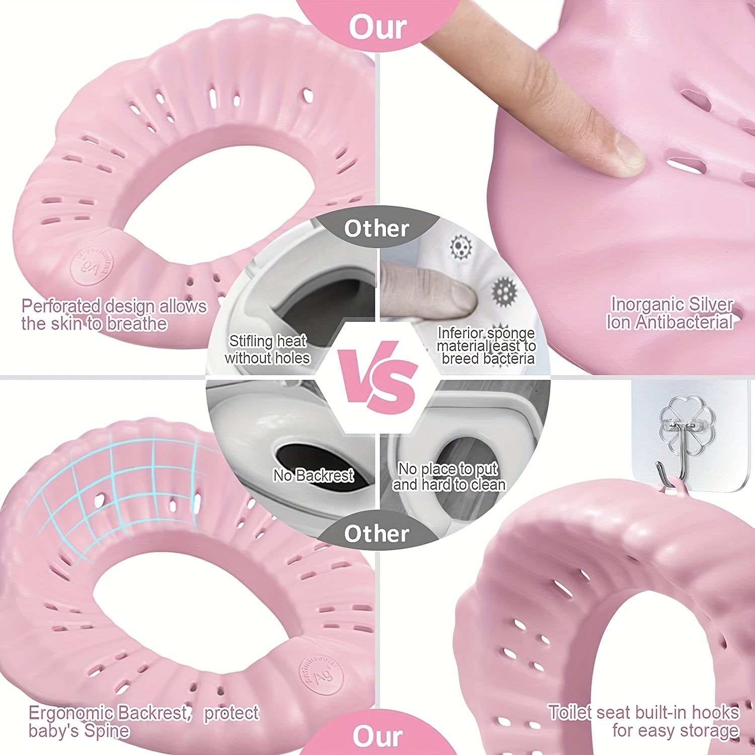 Asiento de entrenamiento para inodoro de EVA antideslizante para niños y niñas de 0 a 3 años