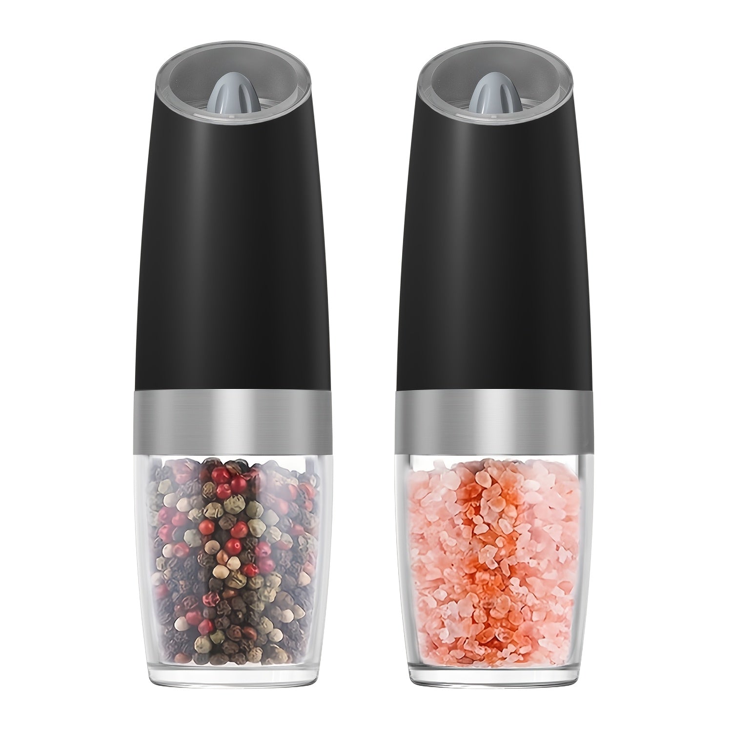 Electric Pepper and Salt Grinder Set with Adjustable Coarseness Battery Operated Stainless Steel with LED Light