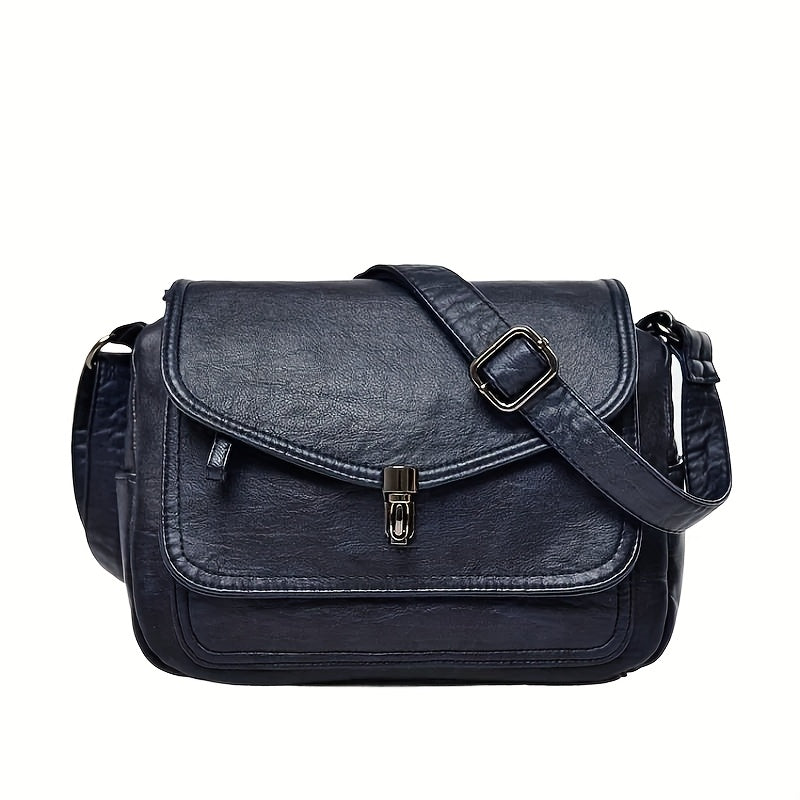 Women's Brown Retro Crossbody Bag with Adjustable Strap and Multiple Compartments