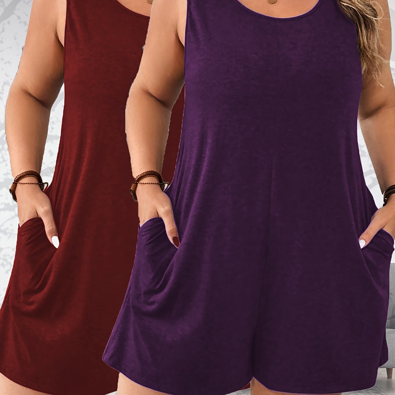 Women's Plus Size Solid Color Casual 2-Piece Set with Pants