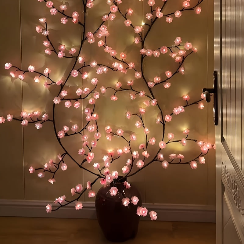Cherry Blossom Vine String Lights 96 LED USB Powered 8 Modes Wall Bedroom Party Decor