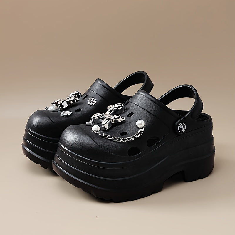 Women's Sequin Embellished Comfort Clogs Water-Resistant Non-Slip Flats