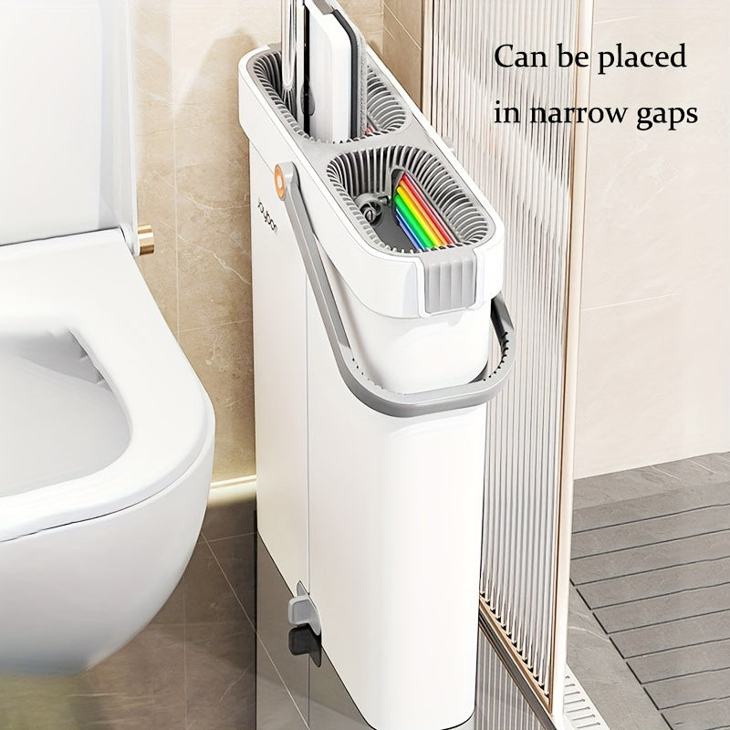 Conjunto de mopa plana y cubo con 2 paños, cabeza giratoria, uso en húmedo y seco