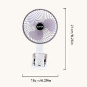Rechargeable USB Fan with Detachable Foldable Handheld Clip-On Tabletop Design
