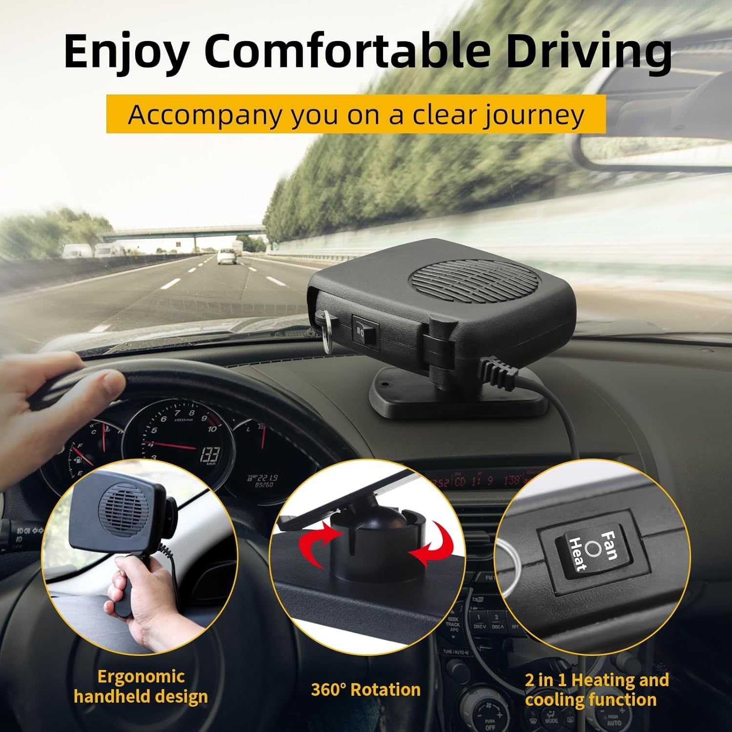 Portable Car Defroster and Windshield Heater for Small and Large Vehicles