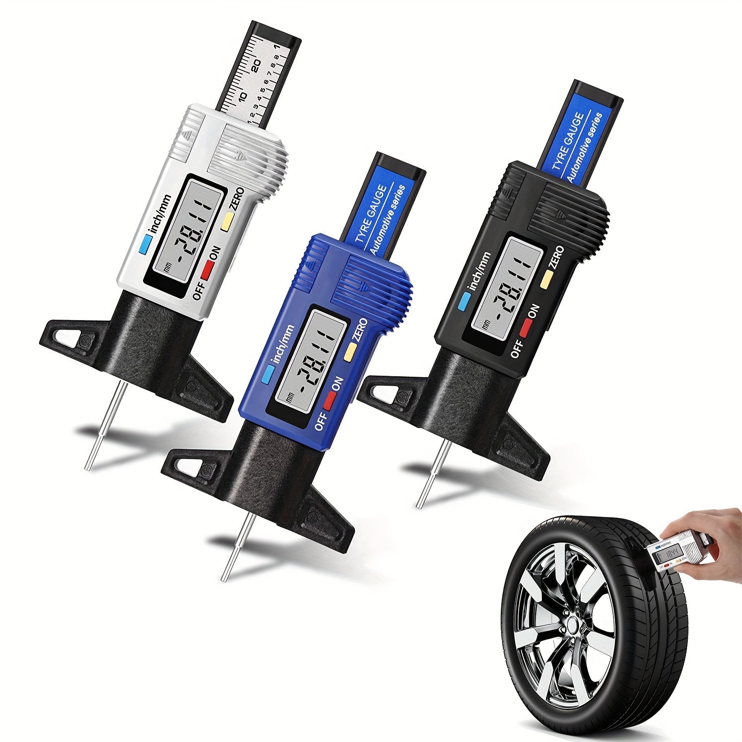 Цифровой измеритель глубины протектора шин 0-25,4 мм дюйм Автомобиль грузовик мотоцикл