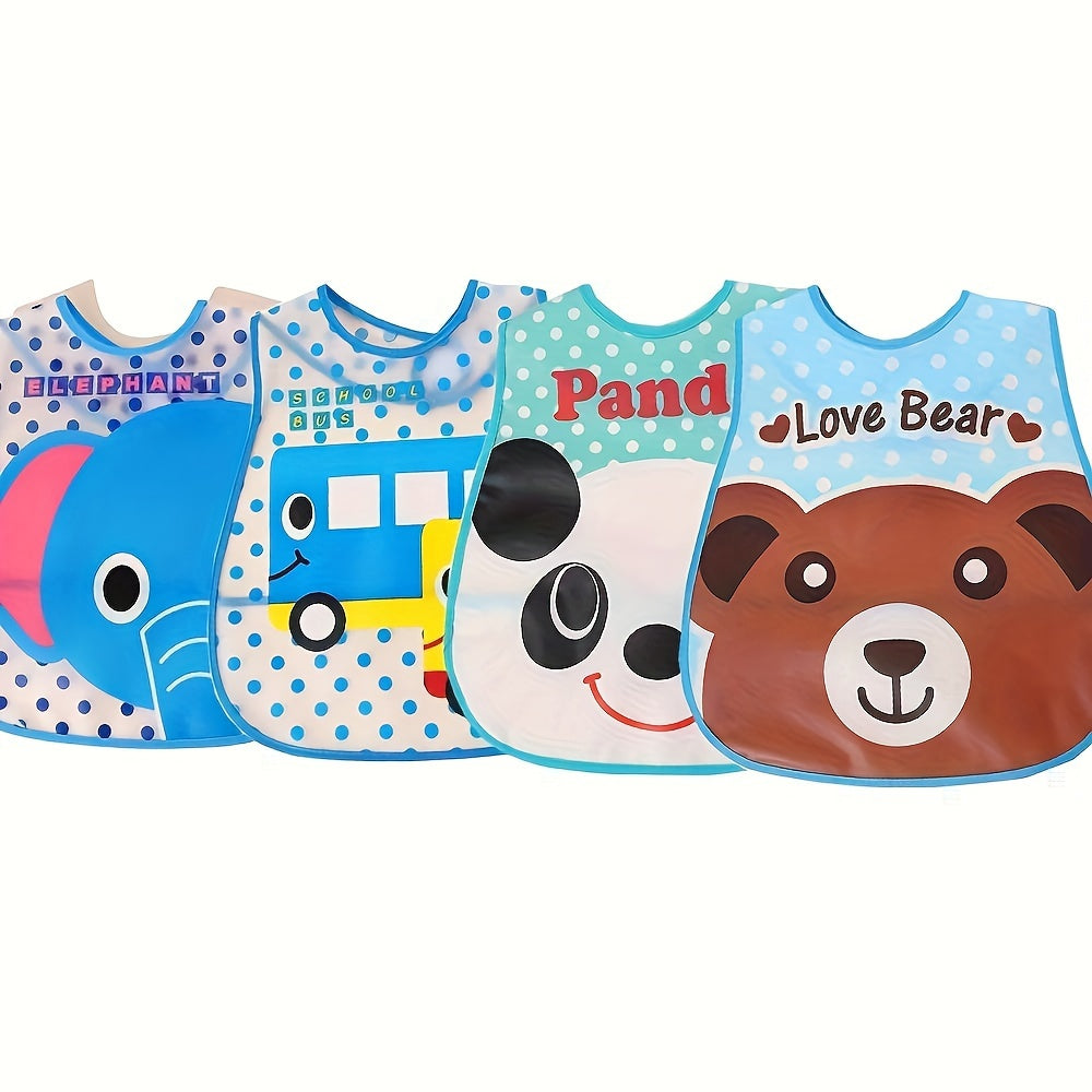 Baby Bibs Set for Children Up to 6 Years Water-Resistant Cartoon Design Polyester Easy to Clean