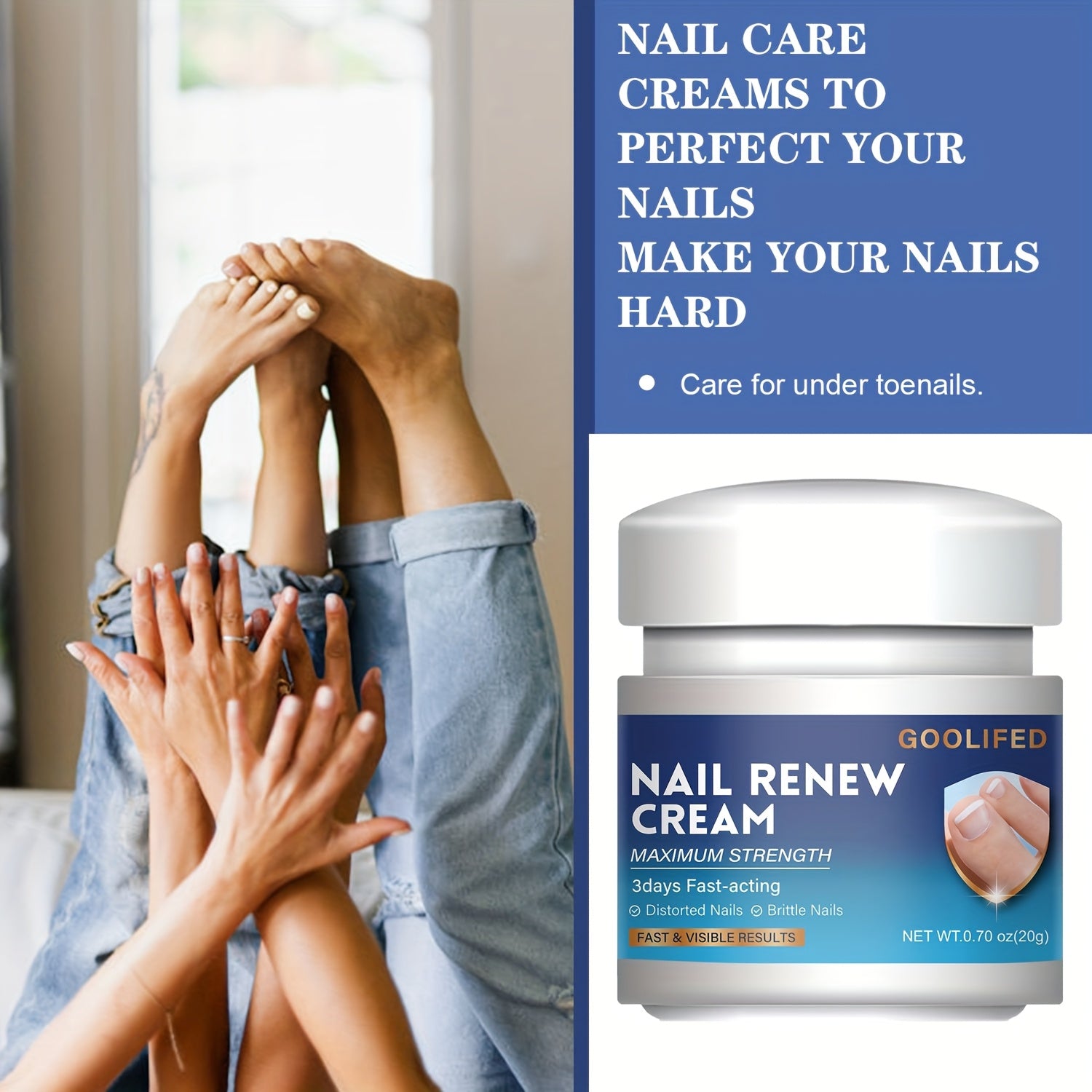 Крем для укрепления ногтей для слабых ногтей, увлажняющий и быстро действующий