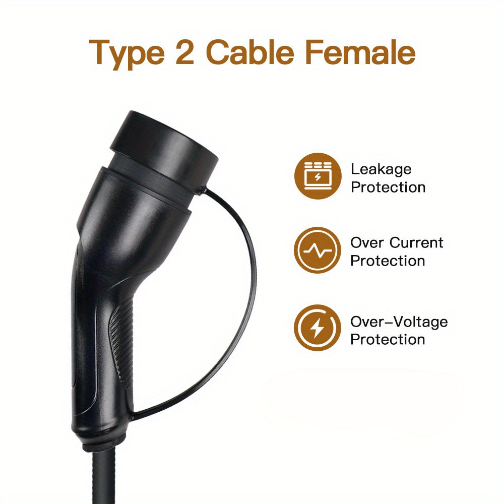 Female EV Charging Plug Black PVC 5-10m High-Speed 3.6-22KW Cable