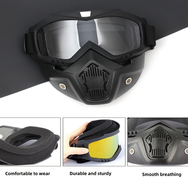Full Face HD Transparent Windproof Sandproof Welding Protective Goggles with Mask