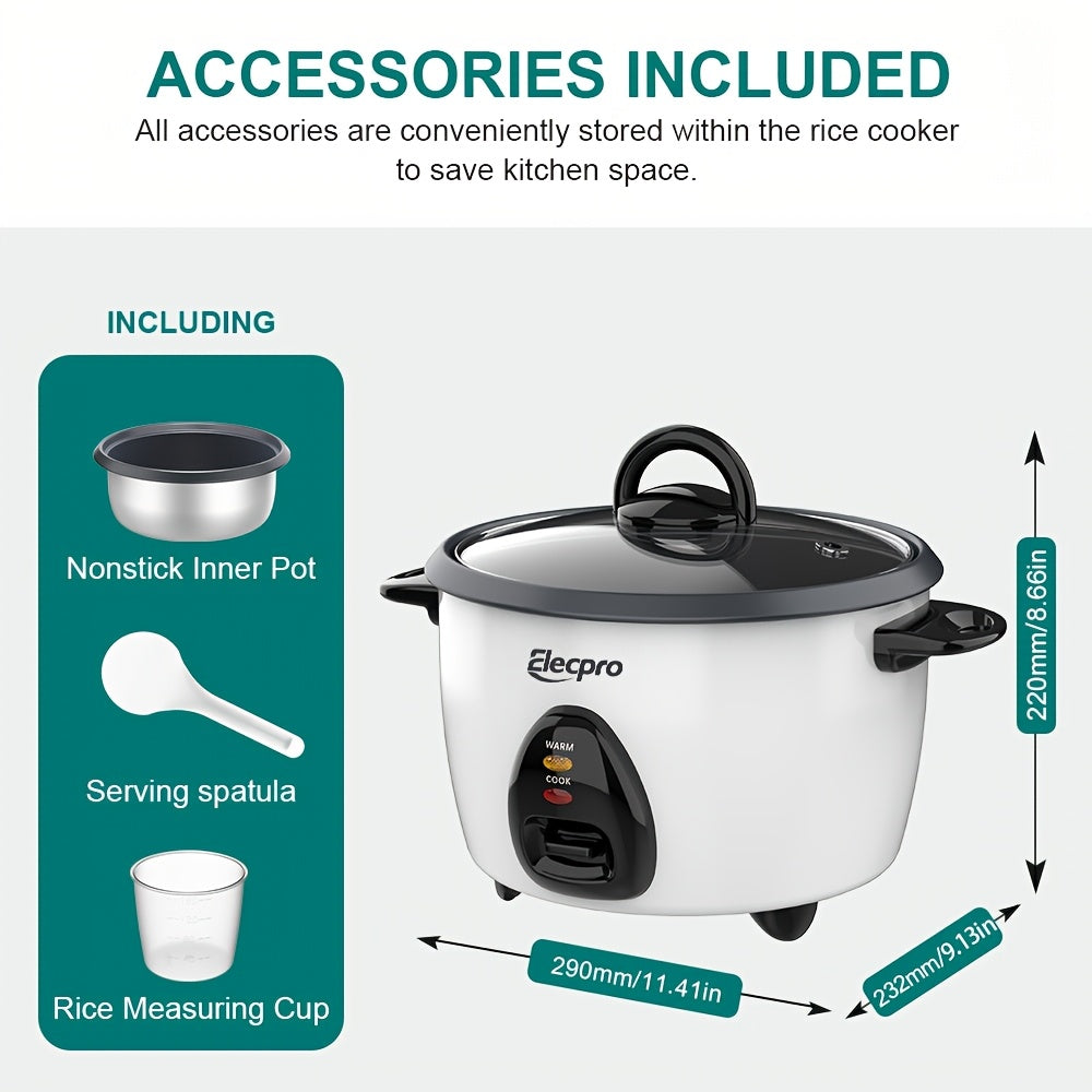 Mini arrocera con vaporera, olla antiadherente, mantiene la comida caliente para cereales, sopas y gachas