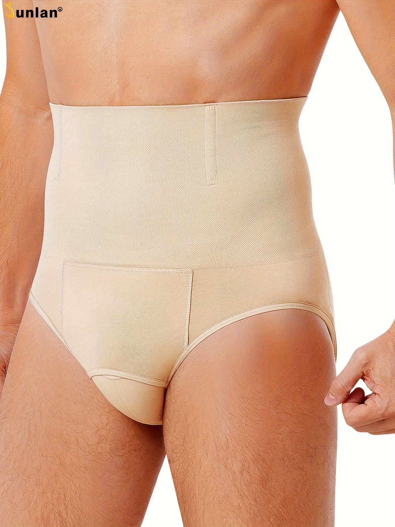 Men's High-Waist Tummy Control Shapewear Nylon Spandex Solid Shorts