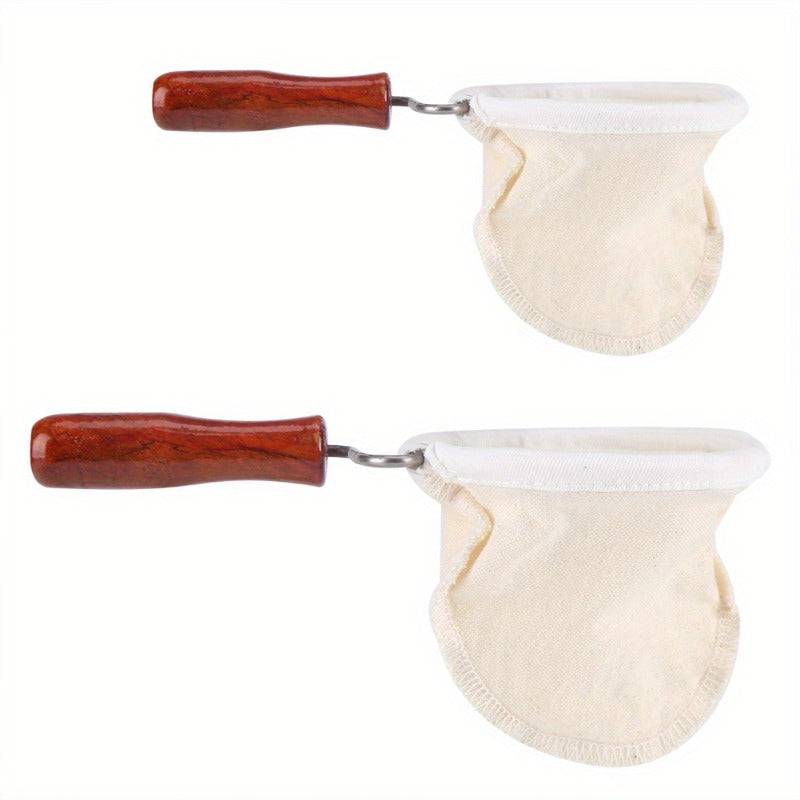 Reusable Flannel Coffee Filter Sock with Wooden Handle for Home Use