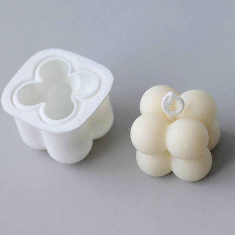 Silicone Mold for Candles and Soap 3D Cube and Round Ball Design for DIY Crafts