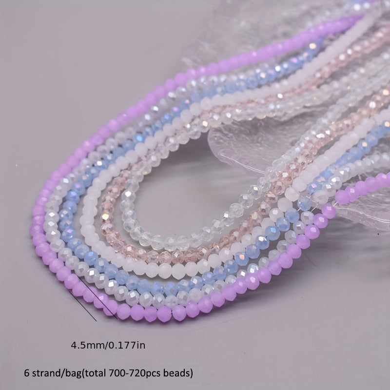 720 Pieces Faceted Glass Rondelle Beads 4mm for Jewelry Making and Crafts