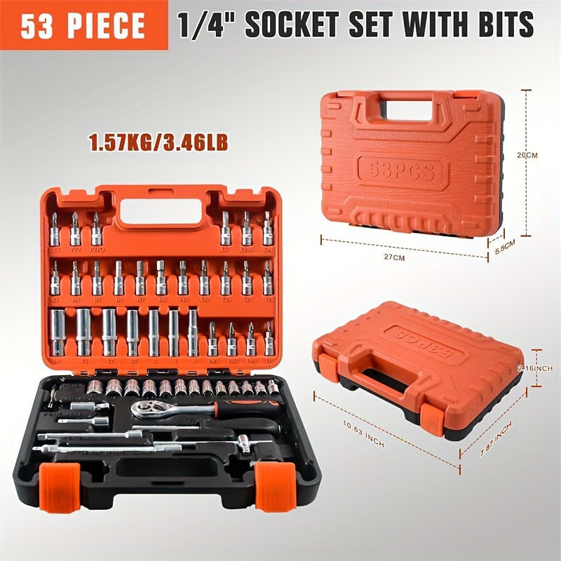 Portable 53/46pcs Ratchet Socket Wrench Set for Car Motorcycle Maintenance
