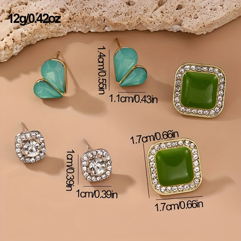 Women's 3-Piece Pearl Flower Geometric Earrings Synthetic Zirconia Alloy Jewelry