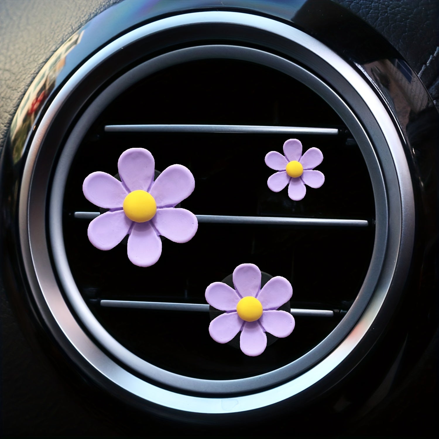 3Pcs Pink Flower Car Air Conditioner Decor Aromatherapy Clip