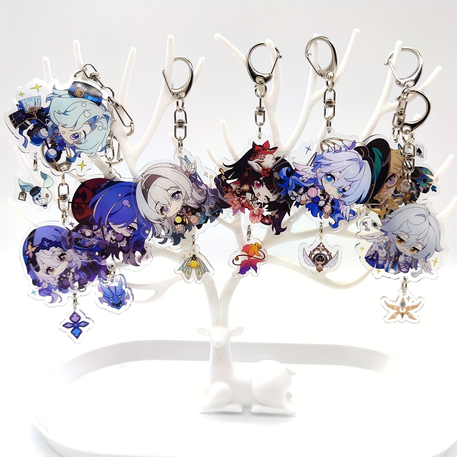 Набор из 4 акриловых брелков аниме - Очаровательные подвески для сумок, Стильный аксессуар для женщин
