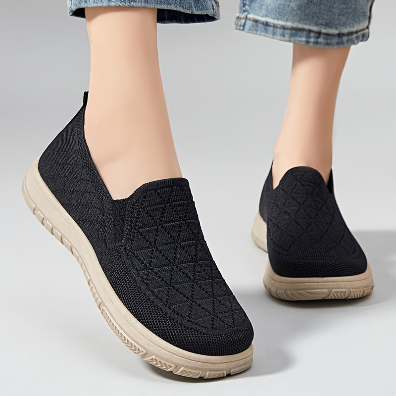 Women's Knit Slip-On Sneakers Breathable Casual Flats for Walking