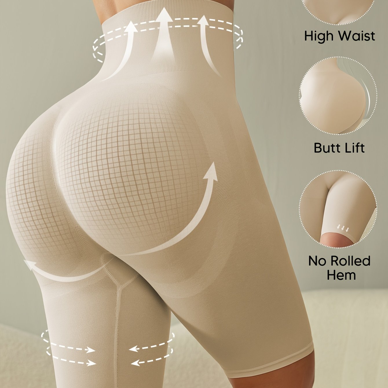 Women's High Waist Shaping Shorts Tummy Control Butt Lifter Seamless Knit Black