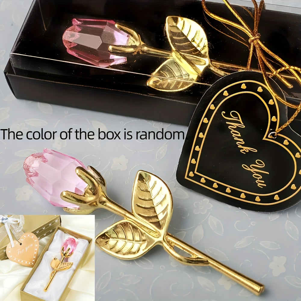 Crystal Glass Rose Figurines for Valentine's Day Christmas Weddings Home Decor