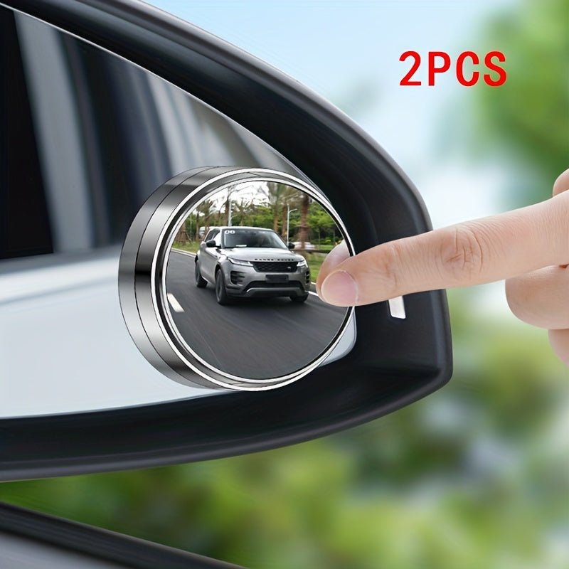 2pcs Car Rearview Mirror Convex Round Wide-Angle Adjustable Blind Spot Safety