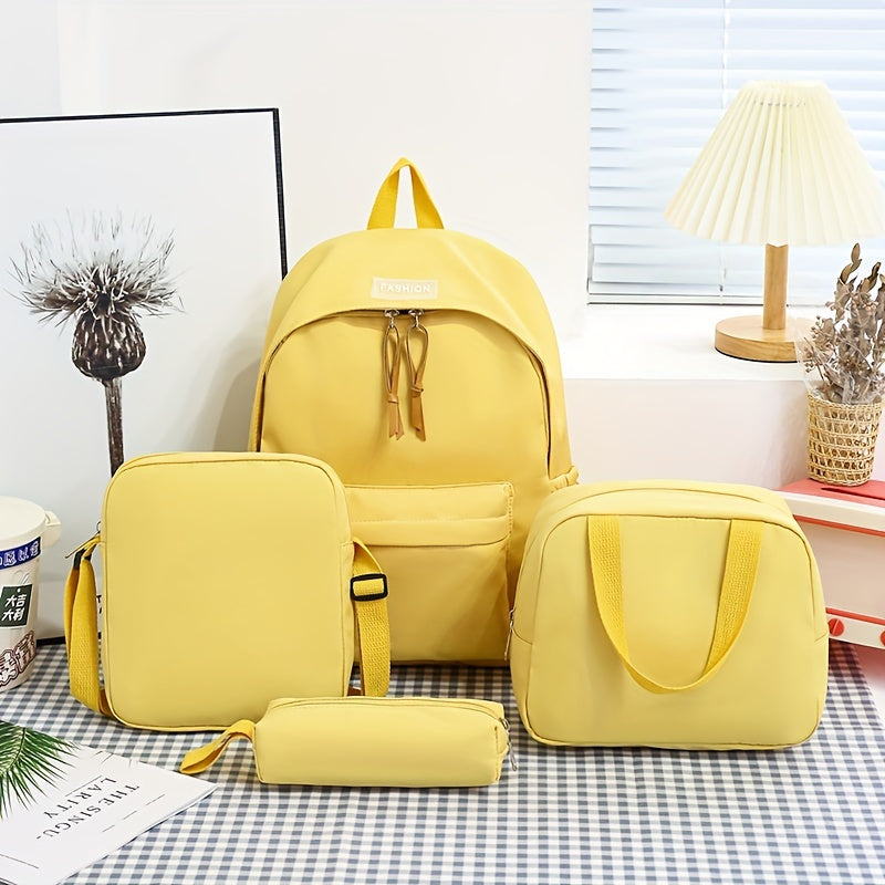 4 ta ruksak, kesish sumkasi, qo'l sumkasi va qalam sumkasi klassik bir xil ranglarda. Ayollar va erkaklar uchun tasodifiy sayohat uchun mos, katta sig'imga ega. Maktab qizlari va talabalar uchun ideal.