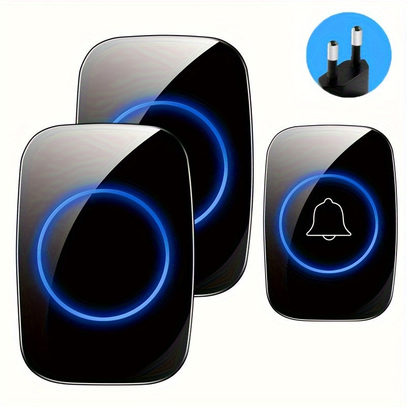 Wireless Doorbell Kit with LED Flash 38 Ringtones for Elderly and Deaf Home Security