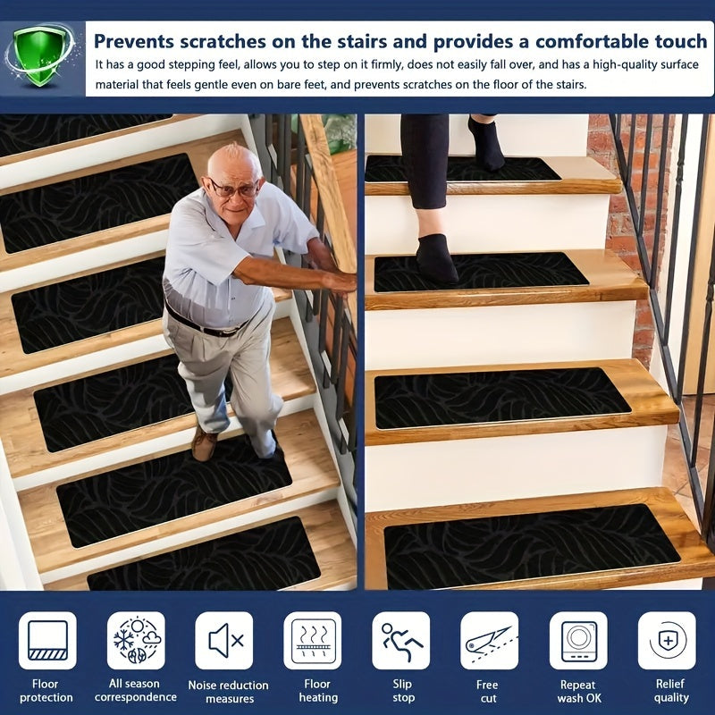 Non-Slip Self-Adhesive Washable Stair Treads 76.2cm x 20.32cm for Home Office Safety