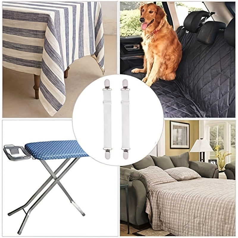 Set of 4 Adjustable Bed Sheet Clips for Quilts, Curtains, Sofa Covers White