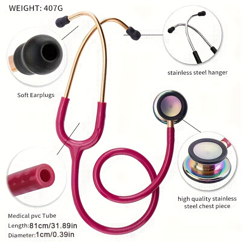 Professional Cardiology Stethoscope for Nurses and Doctors Double-Sided Portable Medical Exam Tool