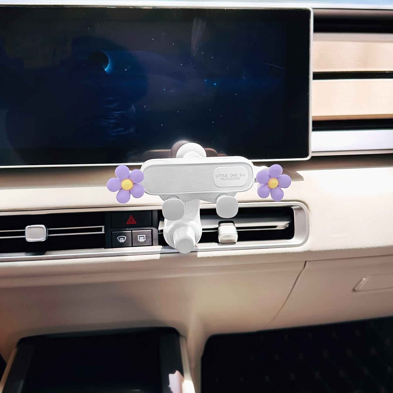 Soporte para teléfono de espejo de coche ajustable en forma de flor de plástico unisex, duradero y lavable